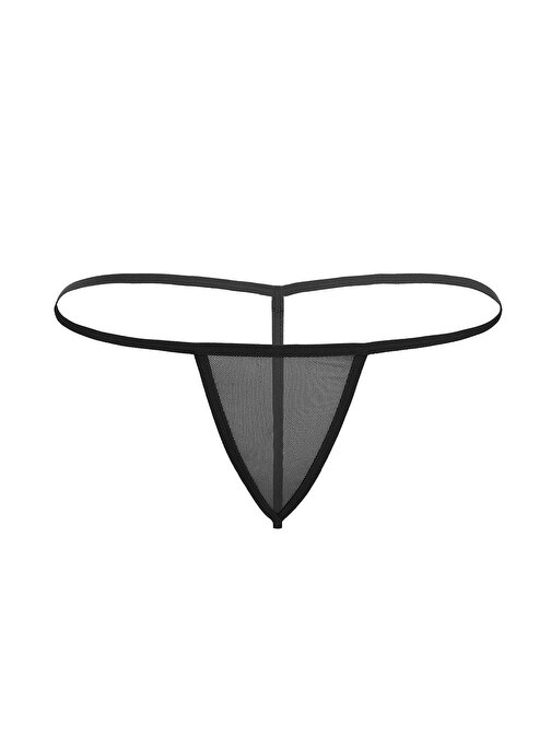 Liona Transparan Siyah Kadın Seksi G String Fantazi İç Giyim
