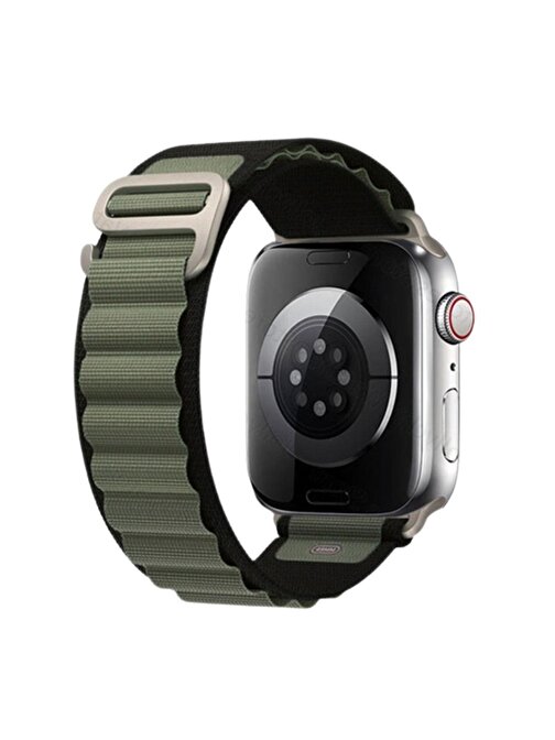 E2M Apple Watch 42 - 44 - 45 - 49 mm KRD26 Alpine Akıllı Saat Kordonu Siyah - Yeşil