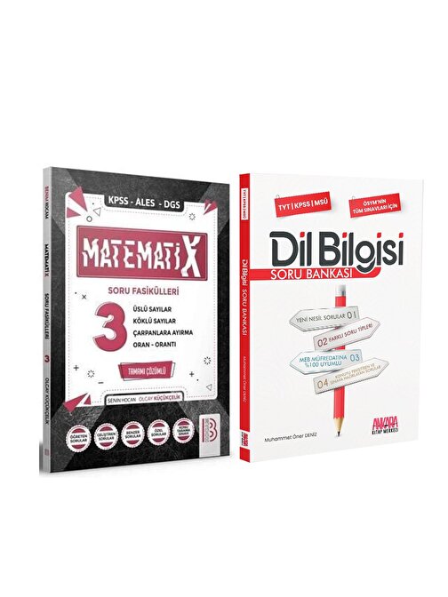Akm Kitap Benim Hocam KPSS ALES DGS Matematix Soru Fasikülleri 3 ve AKM Dil Bilgisi Soru Bankası Seti 3 Kitap