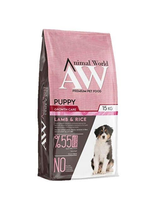 Animal World Puppy Kuzulu Ve Pirinçli Yavru Köpek Maması 15 Kg