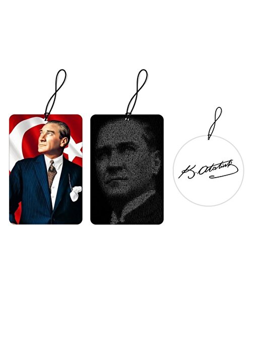 Techmaster Araç Asma Koku Atatürk Figür İmza Tasarım Set 3