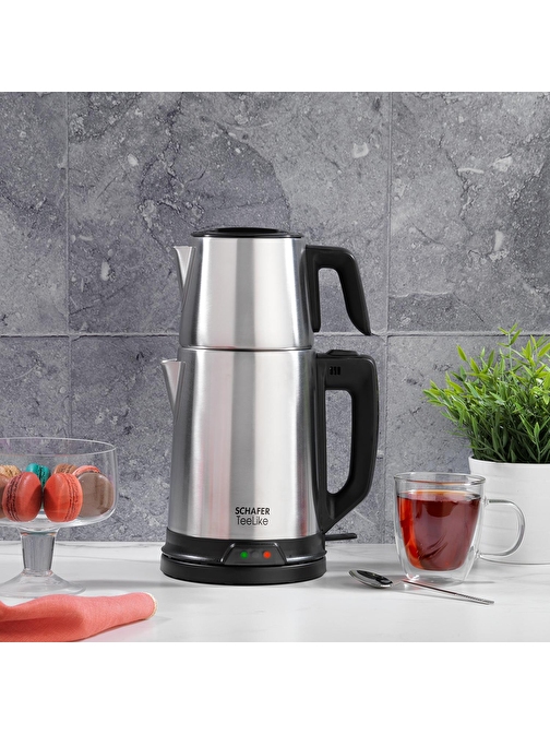 Schafer TeeLike Çelik Demlikli 1800 W Inox Çay Makinesi