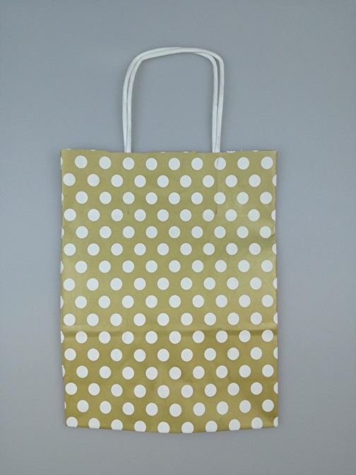 EventPartyStore KRAFT KAĞIT ÇANTA GOLD PUANLI 18CM X 24CM - 1 ADET