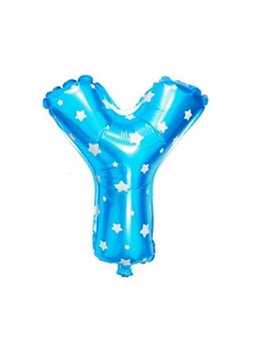 EventPartyStore FOLYO BALON Y HARF MAVİ YILDIZLI 40CM