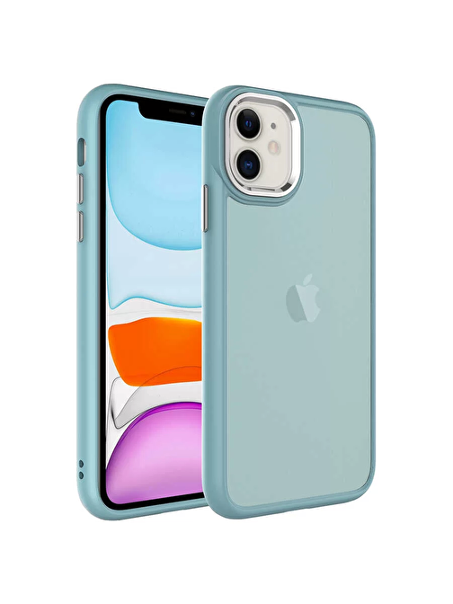 Lopard Apple iPhone 11 Kılıf Buzlu Sert PC Lopard May Kapak Mavi