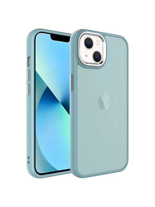 Lopard Apple iPhone 13 Kılıf Buzlu Sert PC Lopard May Kapak Mavi