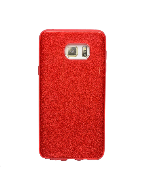 Lopard Samsung Galaxy Note 5 Kılıf Shining Parlak Simli Silikon Kapak Kırmızı