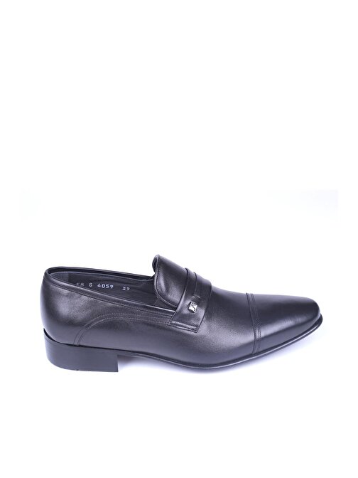 Fosco 6059 Erkek Siyah Hakiki Deri Bağcıksız Klasik Ayakkabı
