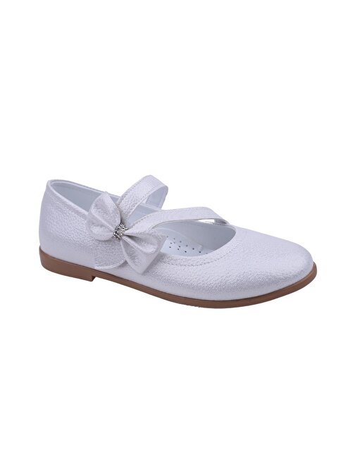 Papuç Sepeti Ortaç 2083 Kız Çocuk Balerin Fiyonk Cırtlı Cilt Babet Ayakkabı