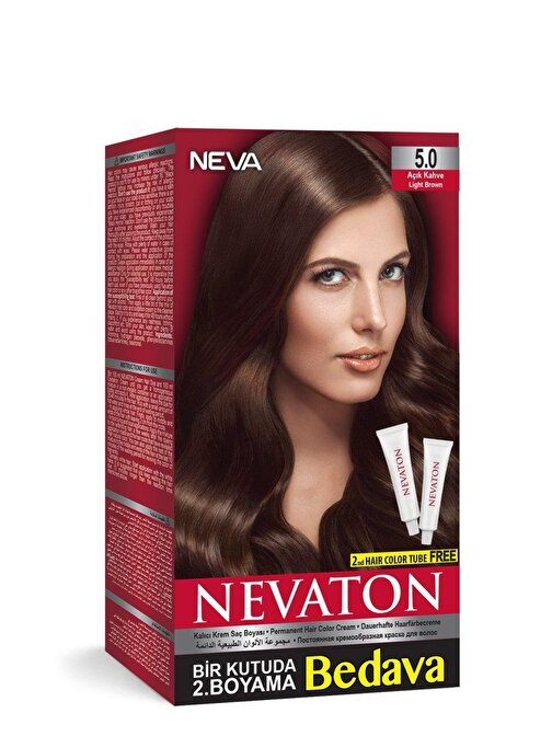 Nevaton Saç Boyası 5.0 Açık Kahve Bir Kutuda 2 Boyama