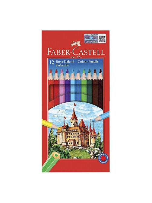 Faber Castell Karton Kutulu Kuru Boya Tam Boy 12'li Çok Renkli