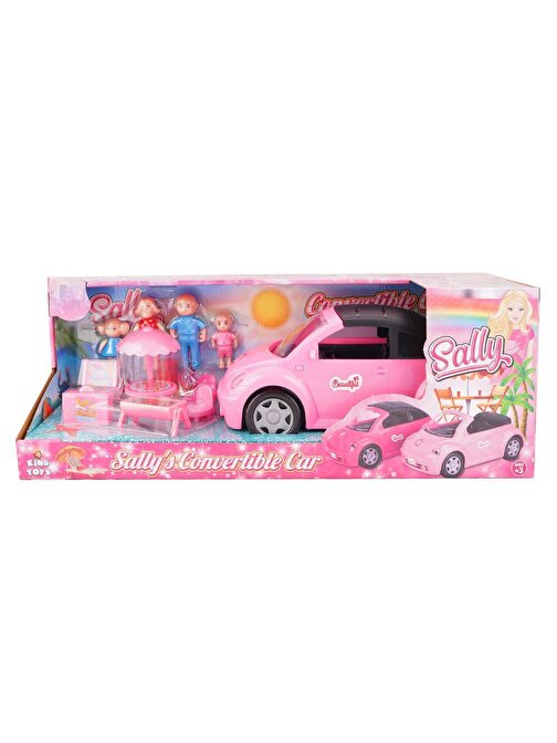 King Toys Plastik Sally Ailece Kampta ve Üstü Açılabilen Araba Pembe