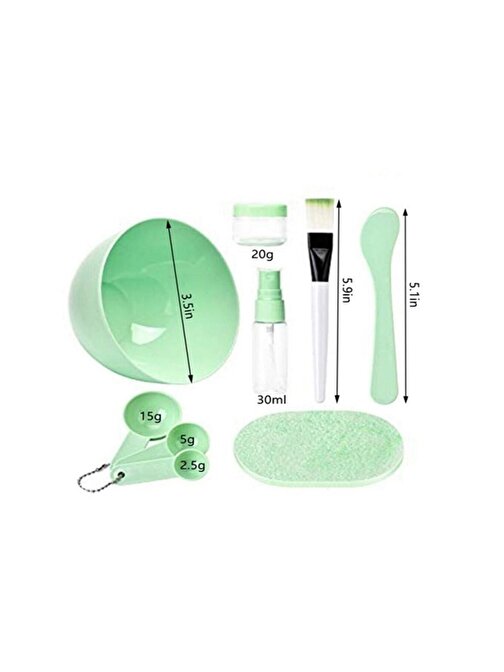 Pazariz Makyaj Temizleme Seti Güzellik Yüz Maskesi Ölçek Seti 9'Lu Evde Doğal Maske Yapma Seti Yeşil