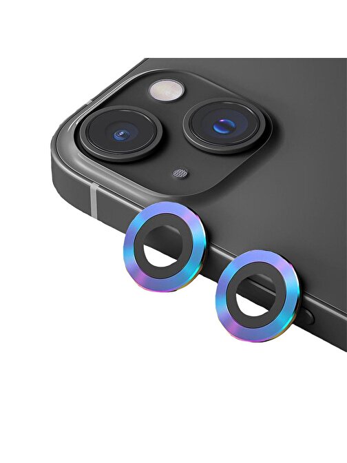 Binano iPhone 14 Metal Ring Kamera Lens Koruyucu Çok Renkli