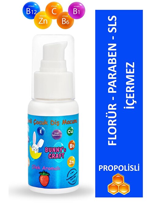 Partner Cosmetics Propolis ve Doğal Çilek Aromalı Vitaminli Çocuk Diş Macunu 50 ml