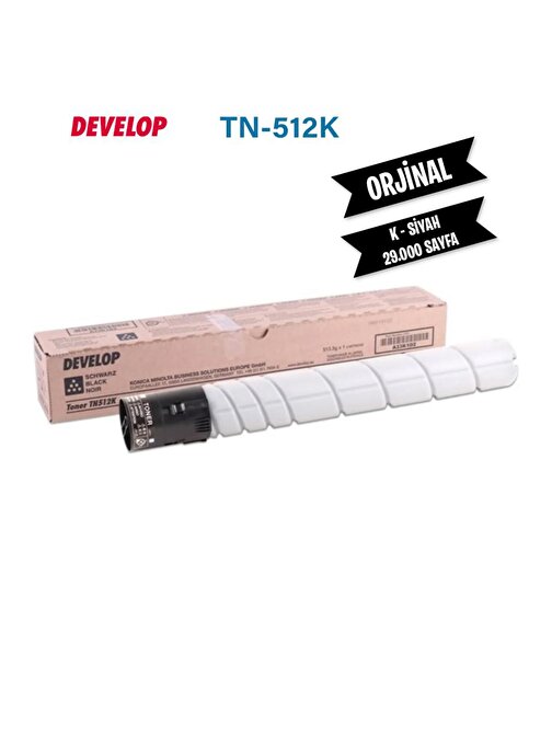 Develop TN-512 K A33000 Sayfa1D2- İneo +454 İneo +554 Uyumlu Doldurmalı Orjinal Siyah Mürekkep Toner