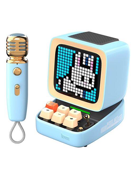 Divoom Ditoo-Mic Mavi Karaoke Mikrofonlu Uyarlanabilir Piksel Ekranlı Bluetooth Hoparlör