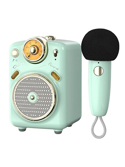 Divoom Fairy-OK Yeşil Karaoke Mikrofonlu FM Radyolu Bluetooth Hoparlör