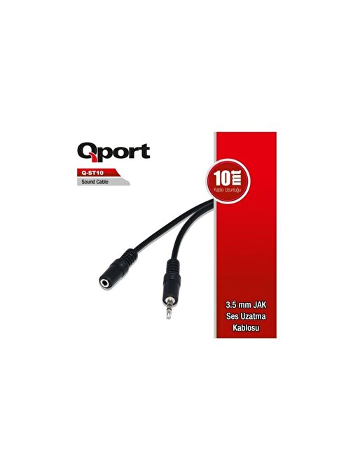 Qport Q-St10 3.5Mm Jack Stereo Audio 10 Metre Ses Uzatma Kablosu