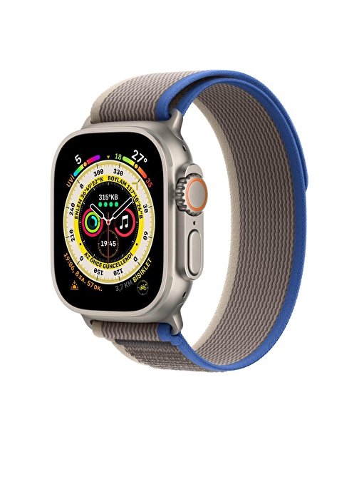 Techmaster Apple Watch 5 - 6 - 7 - 8 - 9 Seri Ultra 42 - 44 - 5 mm Trail Loop Akıllı Saat Kordonu Gri