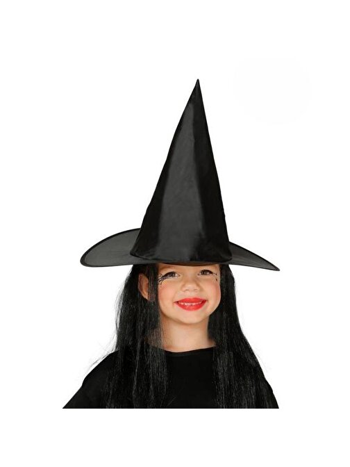 Himarry Çocuk Boy Siyah Cadı Şapkası ve Uzun Siyah Cadı Peruğu