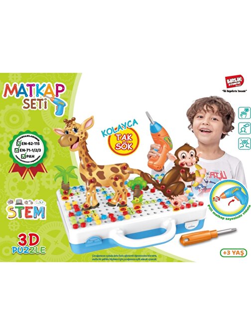 Mashotrend Eğitici Matkaplı Creative Puzzle 3D Oyuncak Seti 340 Parça