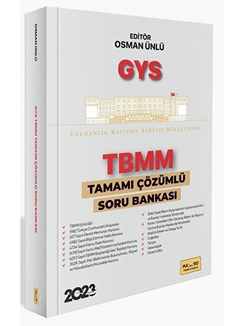 Dizgi Kitap Yayınları 2023 TBMM GYS Tamamı Çözümlü Soru Bankası Makro Kitabevi