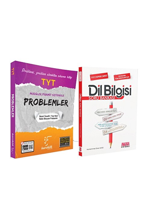 Akm Kitap Karekök TYT Problemler Modüler Piramit Sistemiyle ve AKM Dil Bilgisi Soru Bankası Seti 2 Kitap
