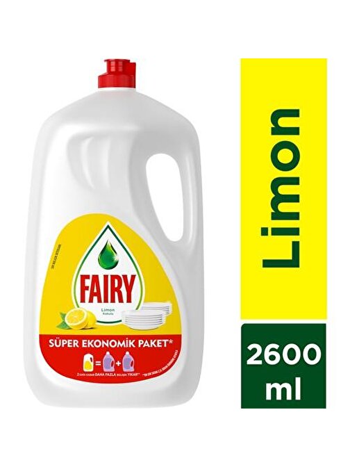 Fairy Limon Kokulu Sıvı Bulaşık Deterjanı Süper Ekonomik Paket 2600 ml