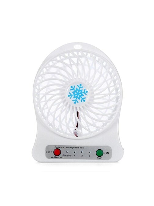 Pazariz  Masa Üstü Şarjlı Mini Vantilatör 3 Kademeli Usb Mini Fan Beyaz