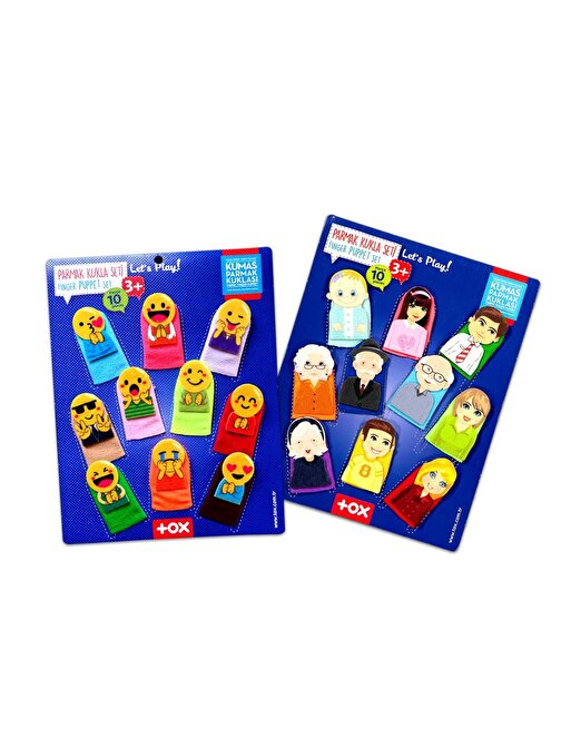 Tox T106 T751 Emojiler Ve Aile Bireyleri Keçe Parmak Kukla 20 Parça 2 Set 4x8 cm