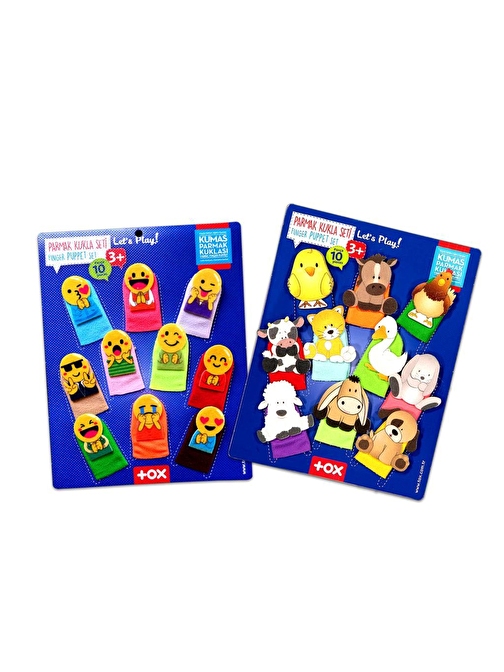 Tox T106 T771 Emojiler Ve Evcil Hayvanlar Keçe Parmak Kukla 20 Parça 2 Set 4x8 cm