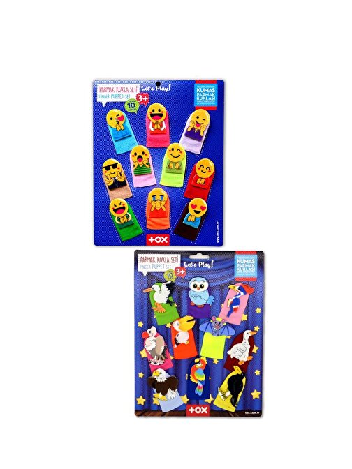 Tox T106 T222 Emojiler Ve Uçan Hayvanlar Keçe Parmak Kukla 20 Parça 2 Set 4x8 cm