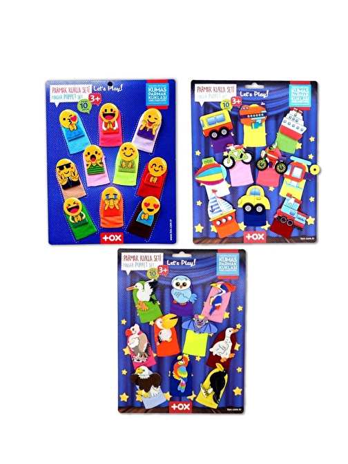 Tox T106 T222 Taşıtlar Emojiler Ve Uçan Hayvanlar Keçe Parmak Kukla 30 Parça 3 Set 4x8 cm