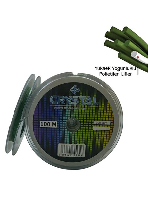 Crystal HDPE Nano İpek Olta Misinası 4 Kat 0.40 mm 100 mt