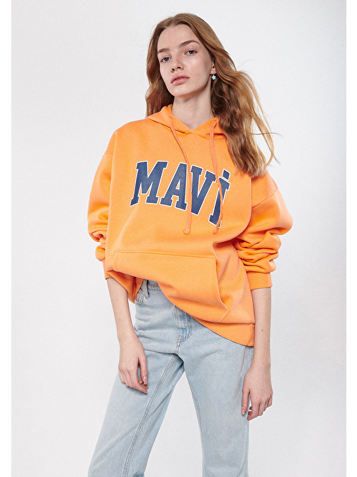 Mavi - Mavi Logo Baskılı Turuncu Sweatshirt 1600361-71407