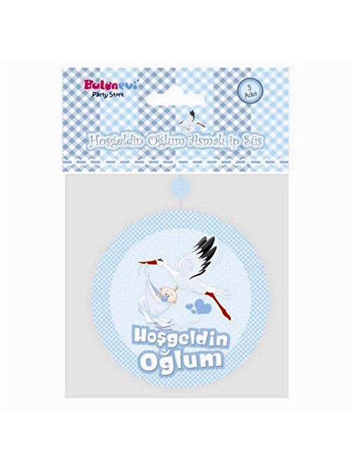 Samur Hoşgeldin Oğlum Yazılı Baby Shower Partisi Asmalı İp Süs 3 Adet