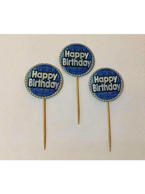 Elizabeth Arden  Mavi Gümüş Renk Happy Birthday Kürdan Süs 20 Adet