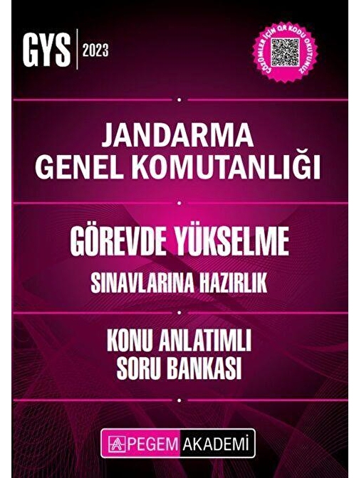 Pegem Yayınları 2023 Jandarma Genel Komutanlığı GYS Konu Anlatımlı Soru Bankası Pegem Yayınları