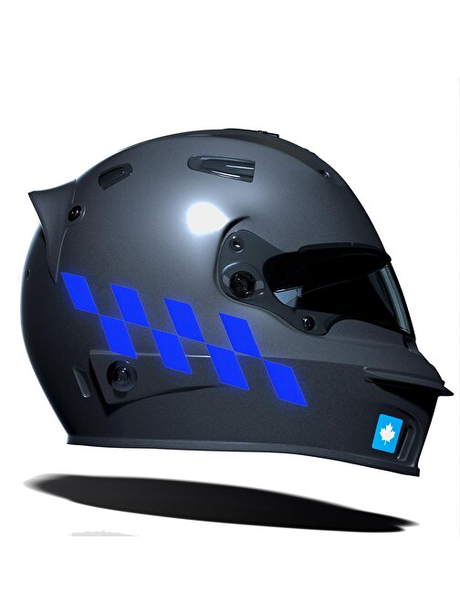 Çınar Extreme Reflektif Mavi Damalı Kask Motosiklet Sticker Takımı Çınar Extreme