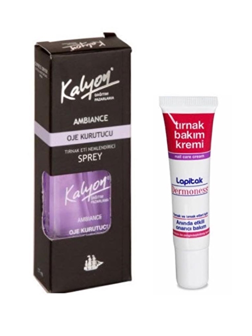 Kalyon Oje Kurutucu+ Tırnak Eti Nemlendirici Sprey+ Lapitak Tırnak Bakım Kremi 15 ml Set