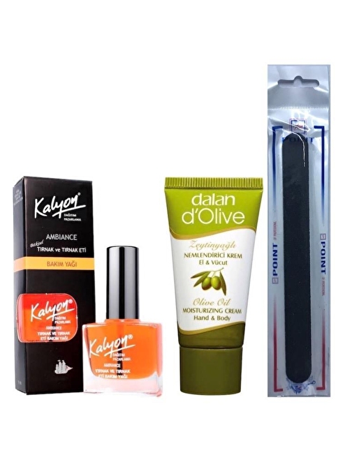 Kalyon Tırnak Sertleştirici Bakım Yağı + Dalan Krem 20 ml + Tırnak Törpüsü Set