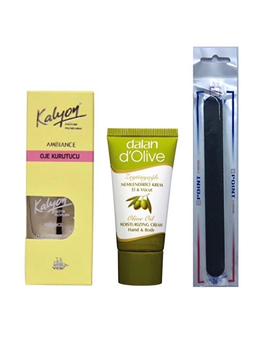 Kalyon Oje Kurutucu Fırçalı + Dalan Krem 20 ml + Tırnak Törpüsü Set