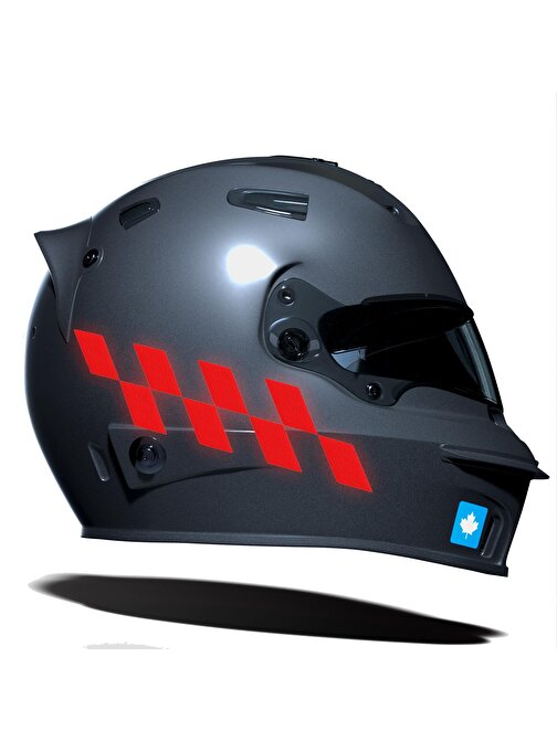 Çınar Extreme Reflektif Kırmızı Damalı Kask Motosiklet Sticker Takımı Çınar Extreme