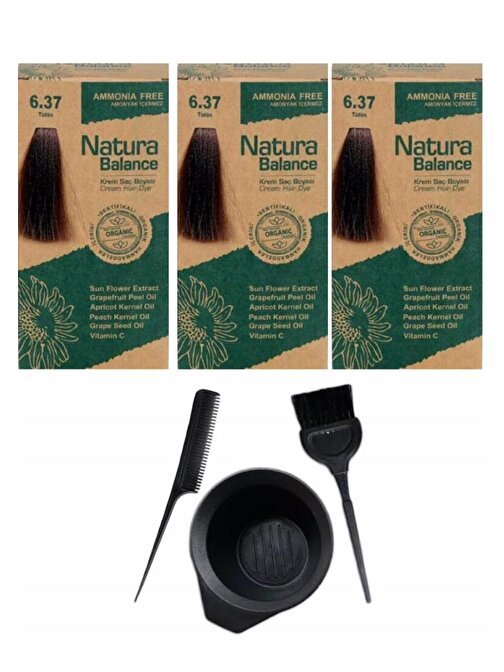 Natura Balance Saç Boyası 6.37 Tütün 3 Adet+Saç Boyama Seti
