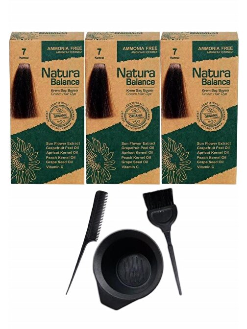 Natura Balance Saç Boyası 7 Kumral 3 Adet+Saç Boyama Seti