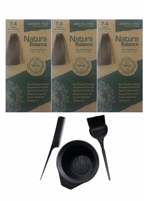 Natura Balance Saç Boyası 7.4 Tarçın 3 Adet+Saç Boyama Seti