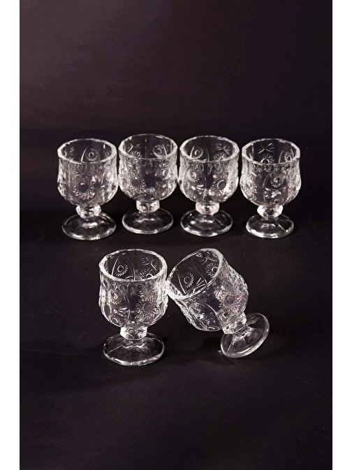 Ayaklı Kahve Yanı Bardağı Kristal Kesim Shot Bardak 7Cm X 4 Cm 6 Lı Set