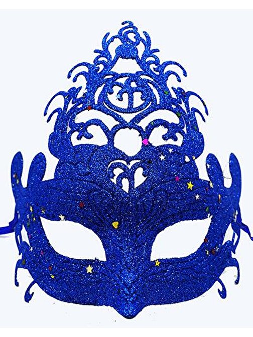 Mavi Renk Parti Maskesi - Parlak Mavi Sim Balo Maskesi 21 x 20 cm