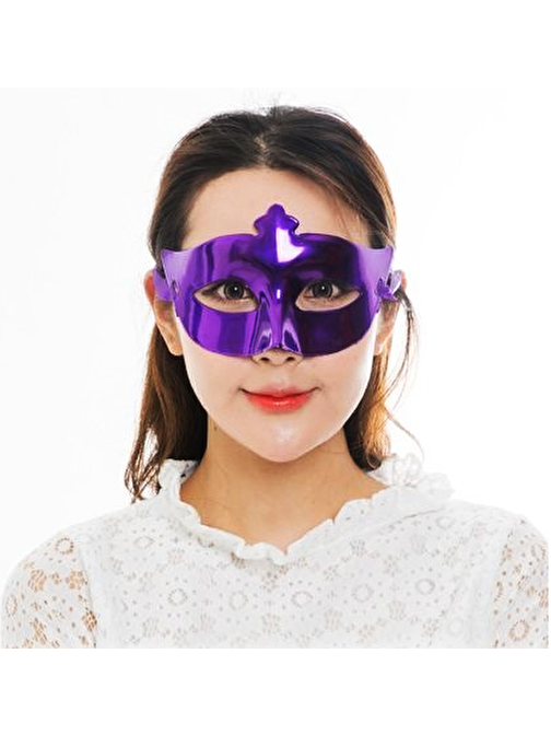 Mor Renk Kostüm Partisi Ekstra Parlak Balo Maskesi 15 x 10 cm